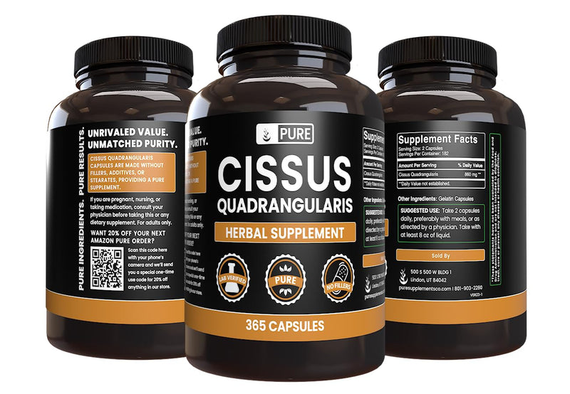 [Australia] - Pure Original Ingredients Cissus Quadrangularis (365 Capsules) No Magnesium Or Rice Fillers, Always Pure, Lab Verified 365 Count (Pack of 1) 