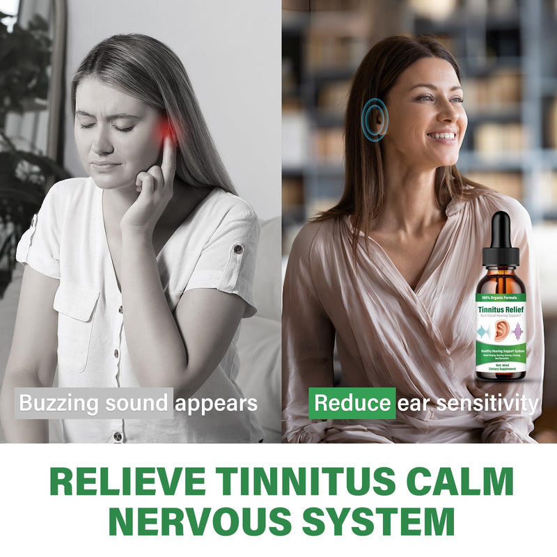 Tinnitus Relief for Ringing Ears, Natural Ingredients Ear Tinnitus Relief, 60ml