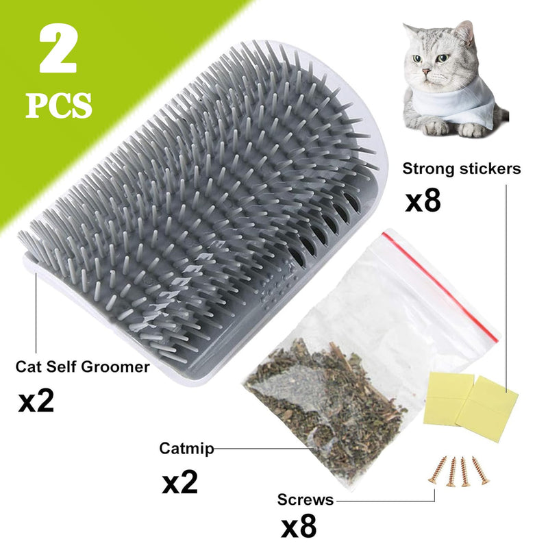 2 Pack Cat Self Groomer,Cat Self Grooming Corner Scratcher with Catnip,Massage Comb Brush for Long & Short Fur Cats Dogs - PawsPlanet Australia