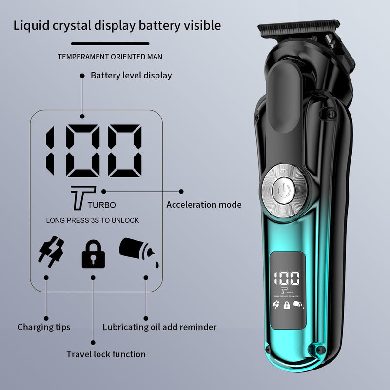 [Australia] - 6-in-1 Hair Clipper Beard Trimmer for Men, All-in-One Men's Grooming Kit for Nose,Ear,Body,Mustache, Cordless Electric Shaver Razor with IPX6 Waterproof,120-Min Runtime,LED Display Blue 