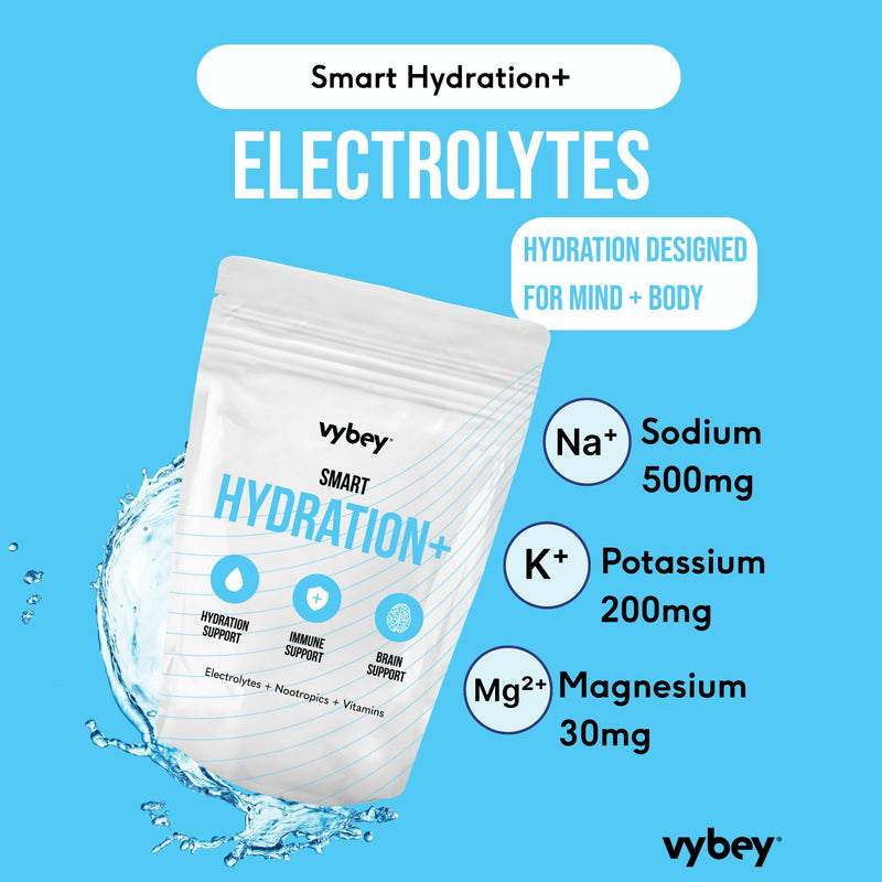 Smart Hydration+ Electrolyte Powder Drink Mix - Sachets - Zero Sugar Hydration, Nootropic Focus, Gut Friendly - All Natural (15 Pack, Watermelon)