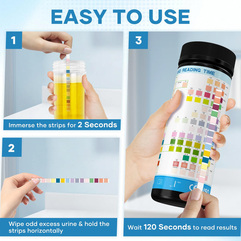 [Australia] - Urine Test Strips for Urinalysis 14 Parameter: 125 CT UTI Urinalysis Test Strips Full Panel for UTI Ketone Protein Kidney & Liver Function at Home 