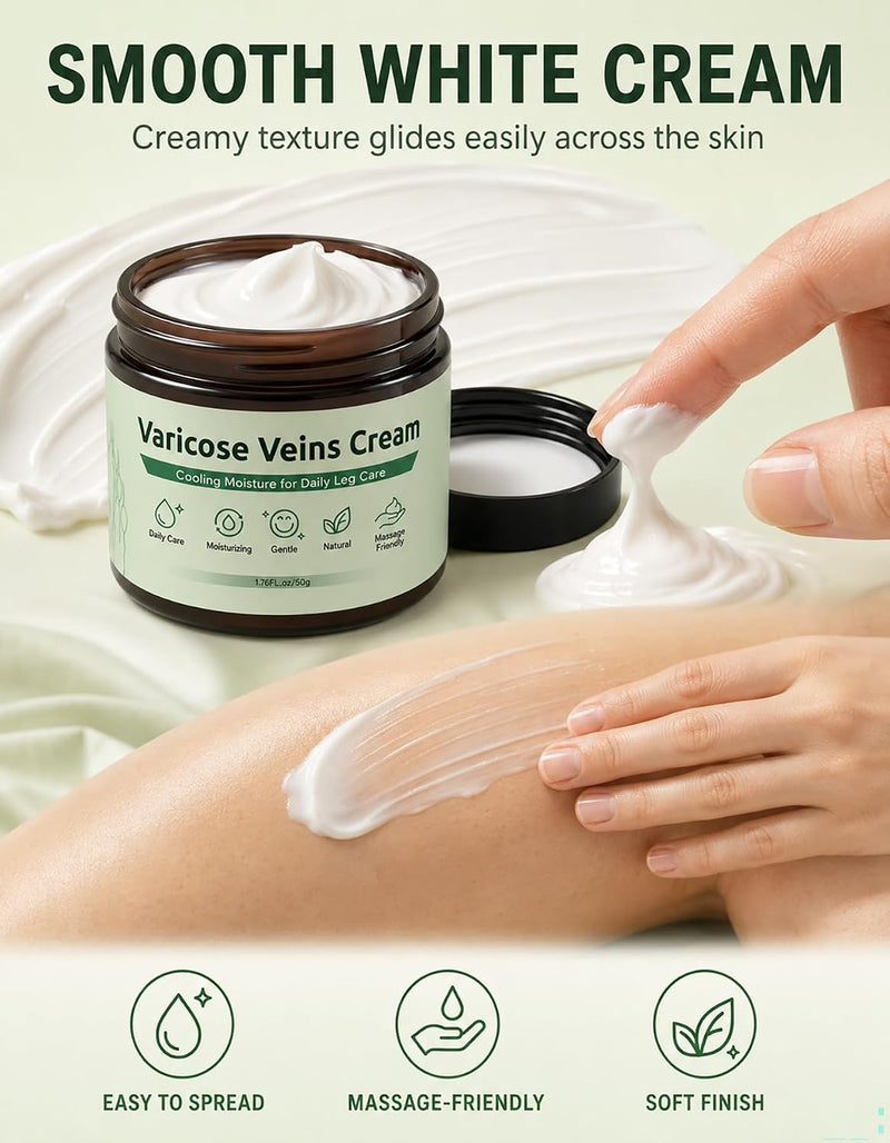 Varicose Veins Cream, Varicose Veins Treatment for Legs, Improves the Appearance of Leg, Repair Spider Veins, Strengthen Capillary Health, Promote Blood Circulation, Relieve Leg Muscle Fatigue, 50g