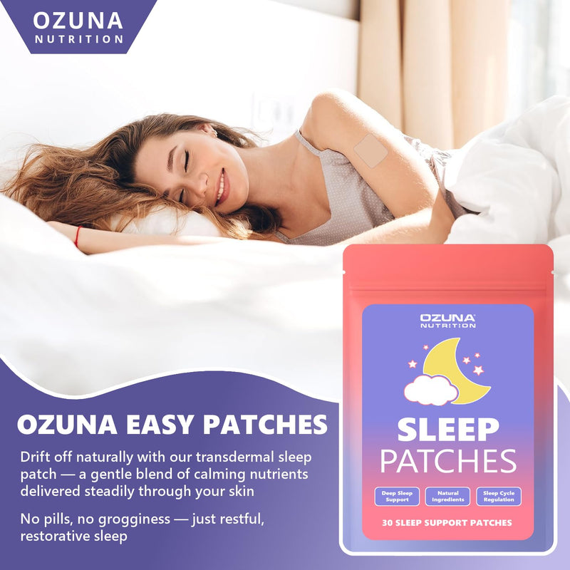 Deep Sleep Support Patches | with L-Theanine, Valerian Root, Magnesium, Vitamin B6, Lavender | Vegan, Latex-Free, Waterproof | Nighttime Pill-Free Sleep Support Supplement | 30 Patches