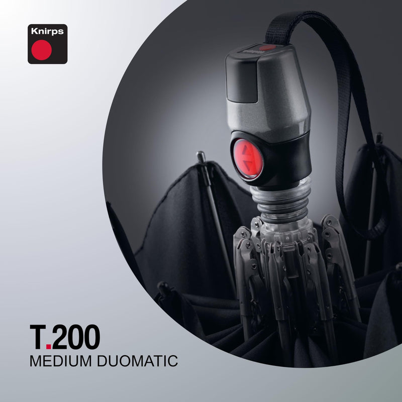 Knirps T.200 Duomatic Compact Rain Umbrella in Black/White Check – Wind Tunnel Tested to 93 mph, Aluminum Steel Fiberglass Frame, 38in Canopy, OEKO-TEX, High-Performance Automatic Travel Umbrellas
