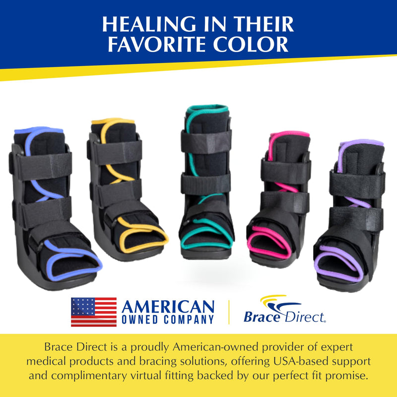 [Australia] - Brace Direct Pediatric Walking Boot – Kids Fracture Boot for Foot Injuries, Ankle Sprains & Post-Op Recovery, Pink (Large, US Kids 11.5K–1.5) L 