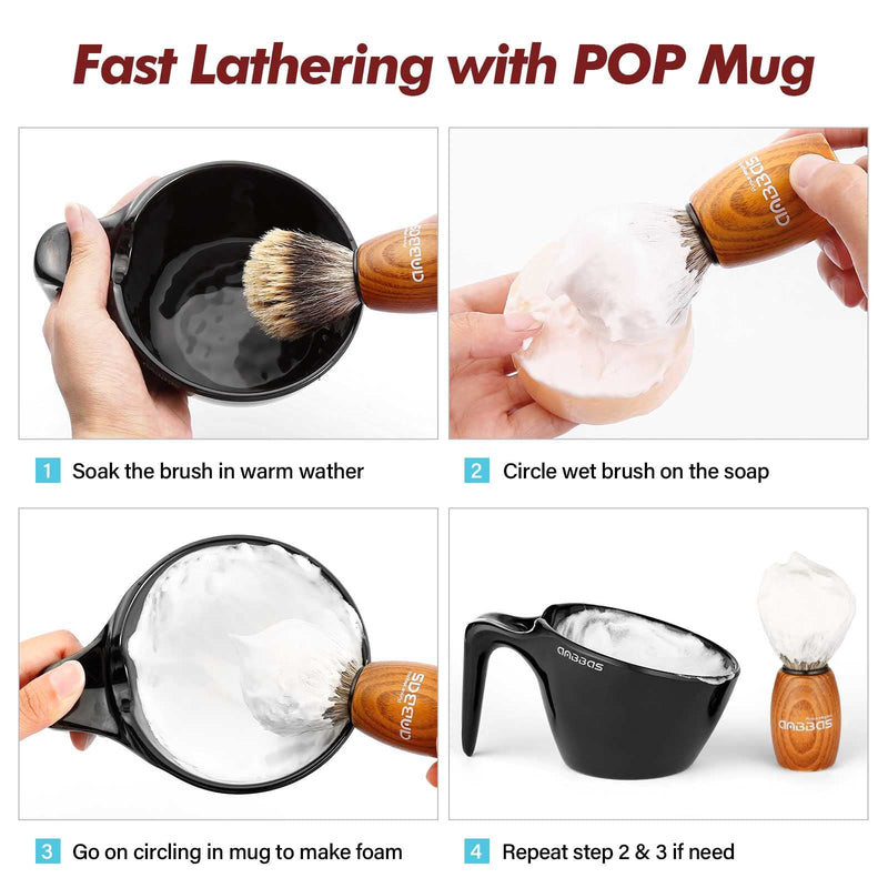 [Australia] - Anbbas Badger Hair Shaving Brush with 100g Shaving Soap Refill and Upgrade Lathering Way-POP Mug A5 Melamine,Foaming Set for Men Wet Shave,Women Girls Hair Removal Brown 