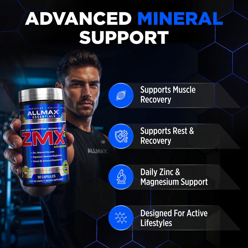 ALLMAX ZMX2 Zinc Magnesium Vitamin B6 Capsules, 90 Count