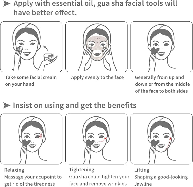 Gua Sha Facial Tools, Jade Gua Sha Stones Massage Scraping for Physical Therapy and SPA Acupuncture Therapy Used for Face, Eyes, Neck and Body (White) White