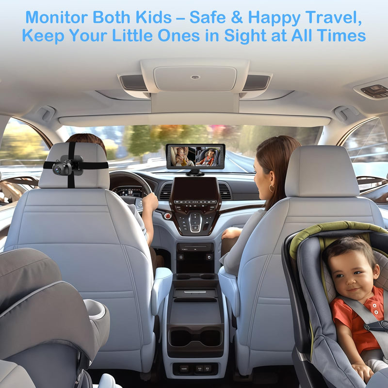 [Australia] - Dual Baby Car Camera for 2 Kids - 6.9'' Split Screen Ultrawide HD Display with Two Cameras, Easy Setup, Rotatable Night Vision Cameras, Ideal for Parents, Grandparents, Safe & Clear Viewing 