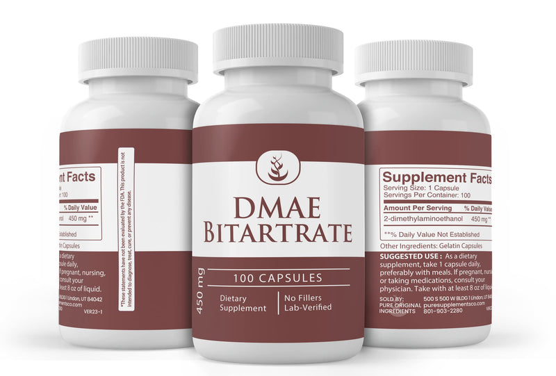 [Australia] - Pure Original Ingredients DMAE Bitartrate, (100 Capsules) Always Pure, No Additives Or Fillers, Lab Verified 