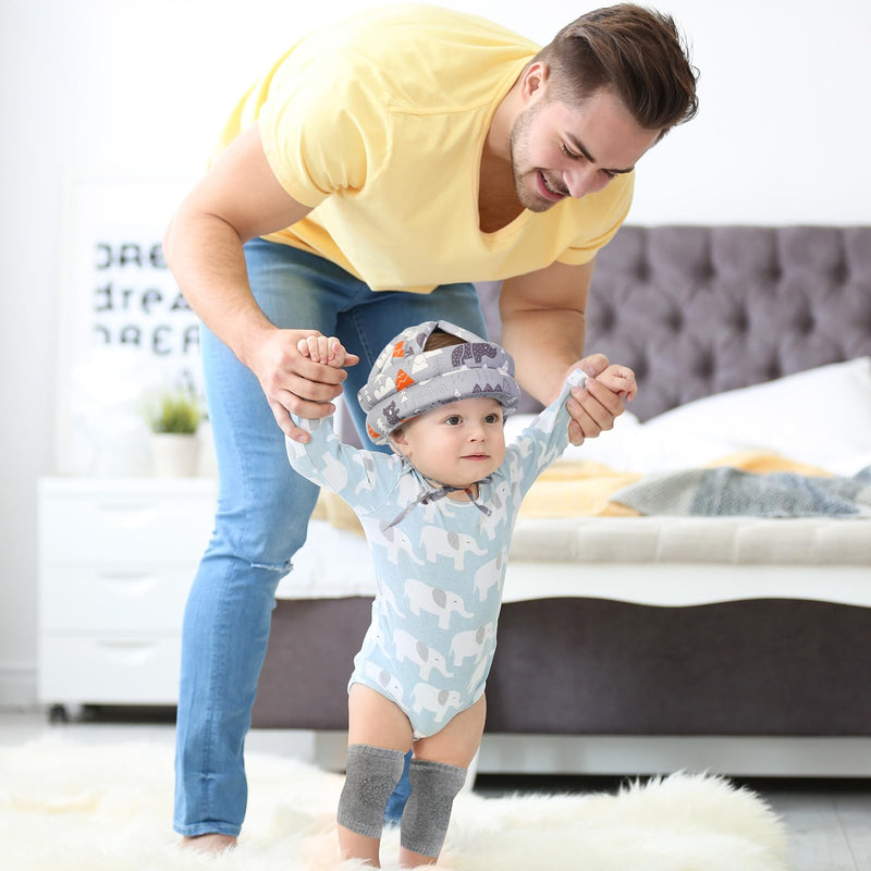 [Australia] - Geyoga 2 Pack Baby Safety Helmet Set, Adjustable Head Protector with Knee Pads, Cushion Bumper for Crawling & Walking(Forest) Forest 