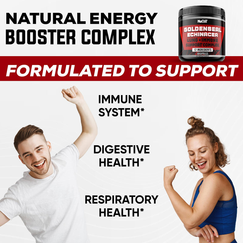 [Australia] - 1000mg Goldenseal Root Capsule with Echinacea, Panax Ginseng Root, Immune Support Complex as Elderberry, Garlic Bulb - 60 Capsules - Digestive Health, Body Balance & More - Goldenseal Root Powder 