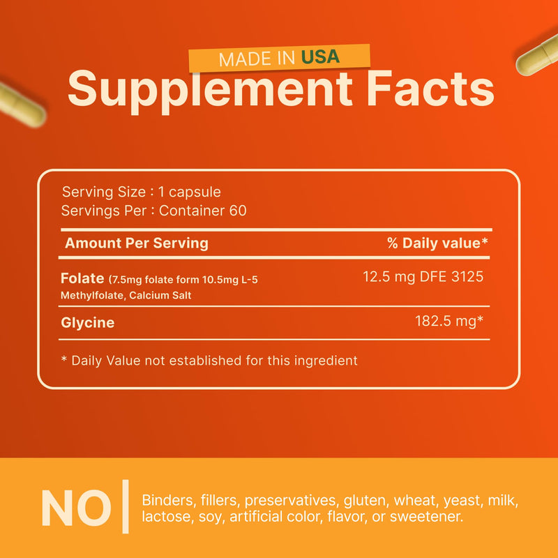INVITA L-Methylfolate 7.5mg – Physician Formulated Active Methyl Folate - 5-MTHF Supplement for Energy, Mood & Brain Health Support - Non GMO, Gluten Free, 90 Capsules (3 Month Supply) 7.5 mg