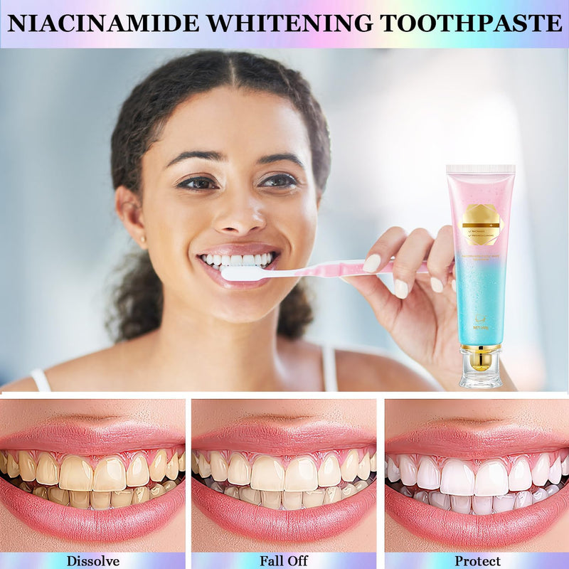 [Australia] - Niacinamide Whitening Toothpaste Acssart Radiant White Toothpaste,Niacinamide Intensive Whitening Toothpastes,Nicotinamide Radiant Whiten Toothpastes (3) 3 