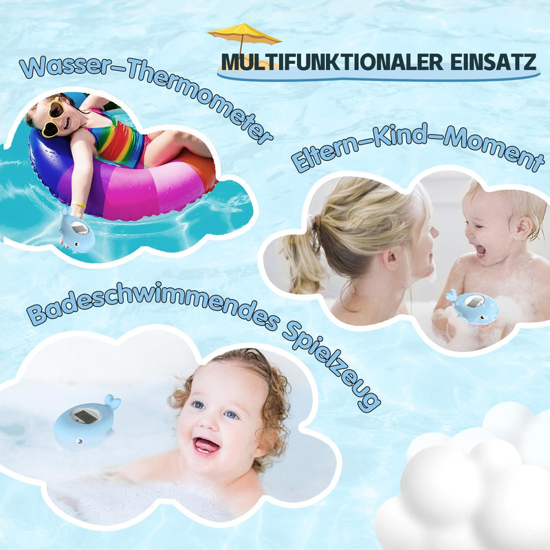 [Australia] - BabyElf Newborn Bath Thermometer, Room and Bath Thermometer, Fast and Accurate Water Reading with Silent Alarm, Digital Floating Bath Thermometer Blue 