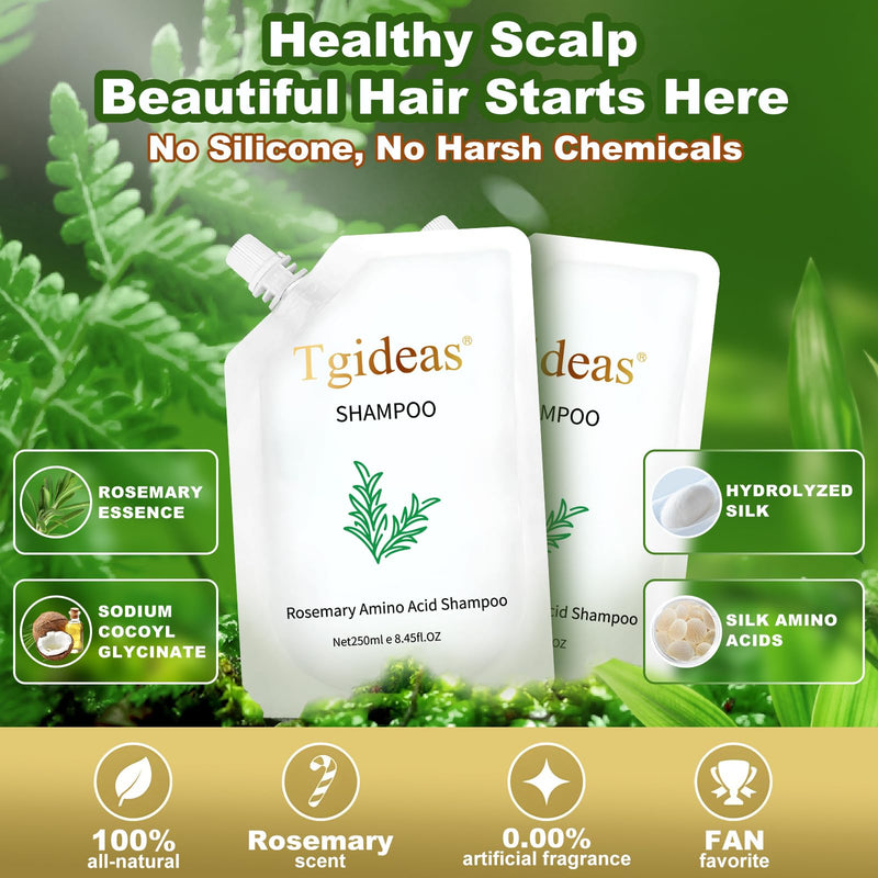 Rosemary Amino Acid Shampoo for Thinning Hair&Fuller Volume 2 Pack | Strengthening Formula with Zinc PCA&Hydrolyzed Silk Helps Nourish Scalp,Reduce Breakage and Create Thicker-Looking,8.45floz*2