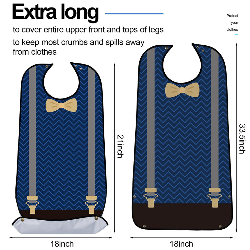 [Australia] - SATINIOR 6 Pack Adult Bibs for Men Elderly Eating Bibs with Crumb Catcher Waterproof Washable Clothing Protectors Father Gift Suspenders Style 