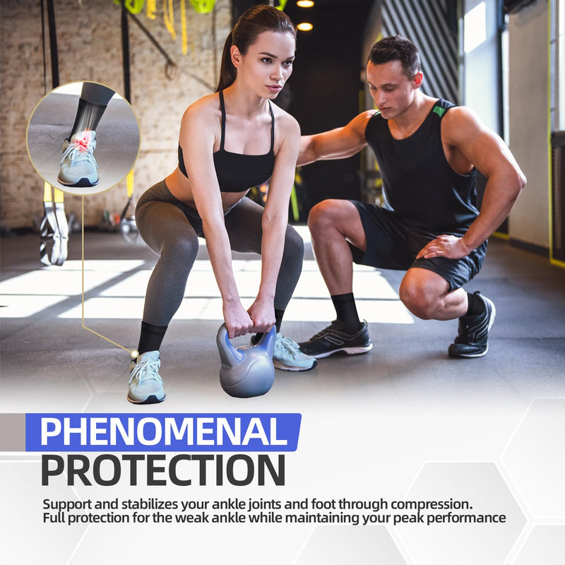 [Australia] - Pack of 2 Ankle Brace, Professional Ankle Brace for Women/Men Compression Socks Foot Brace for Plantar Fasciitis, Arthritis, Sprained Ankles, Achilles Tendon, Joint Pain, Sport M Black 