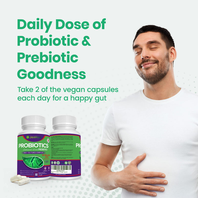 Probiotics for Women and Men with Prebiotics – Gut Health & Digestive Support Supplement – Anti-Bloating Probiotic Complex – 90 Vegan Capsules 90 count (Pack of 1)