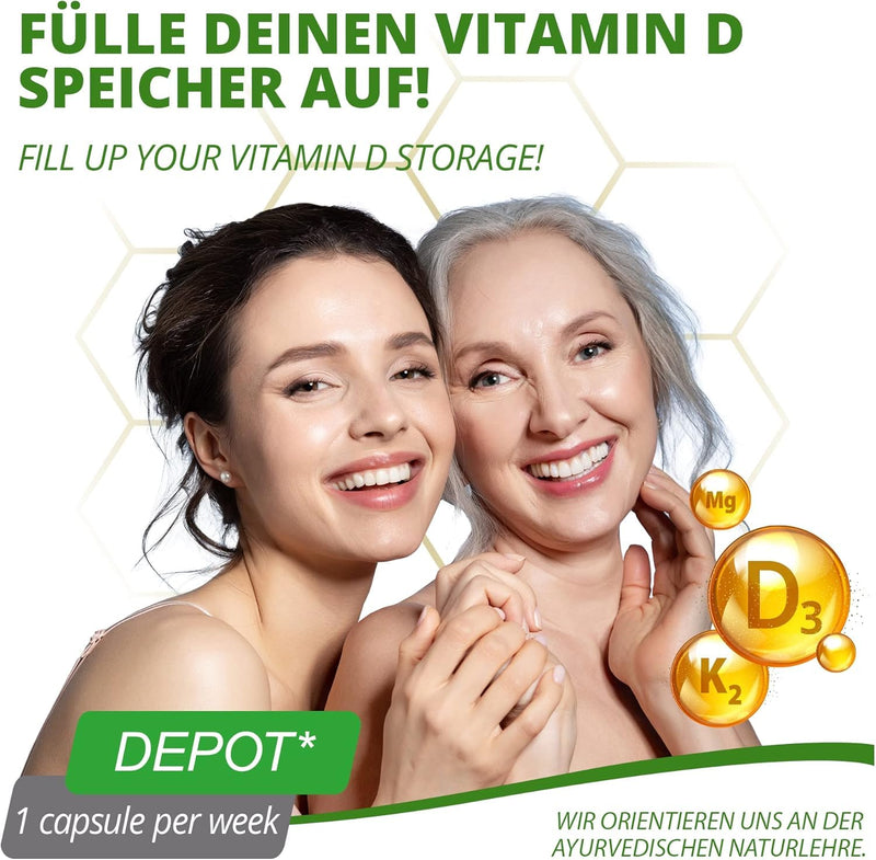 [Australia] - Vegan vitamin D3 + K2 + magnesium capsules - up to 90 weeks depot - 7000 IU D3 + 200 mcg K2 MK7-90 capsules from MoriVeda 