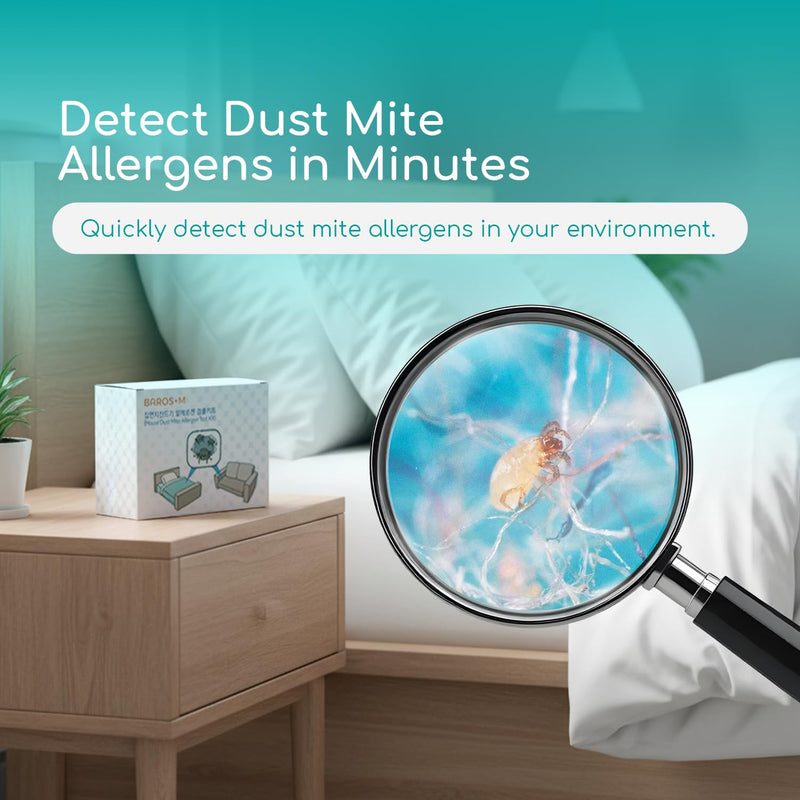 BAROS-M House Dust Mite Allergen Test Kit - (2 Tests) Results Within 10 Minutes, No Lab Fee Required, Rapid Allergen Monitor for Early Detection.