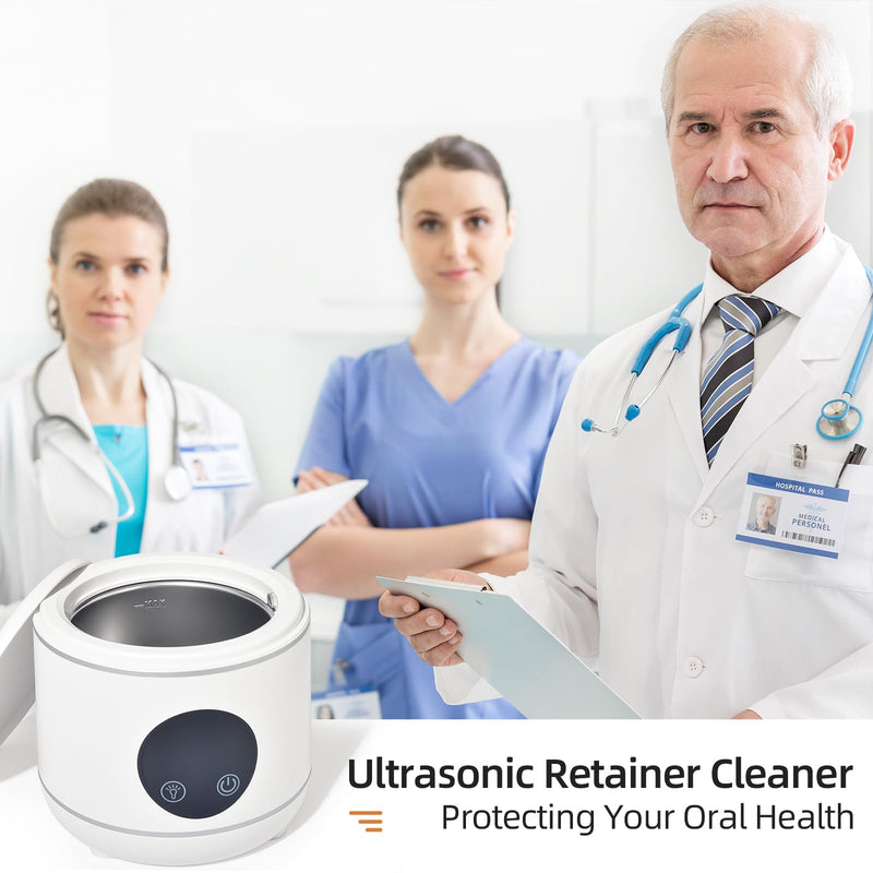 [Australia] - Ultrasonic Retainer Cleaner Machine, Professional Dental Appliance Cleaning Device. 3 Cleaning Modes（45khz, 20W，230ml White,YKL） 