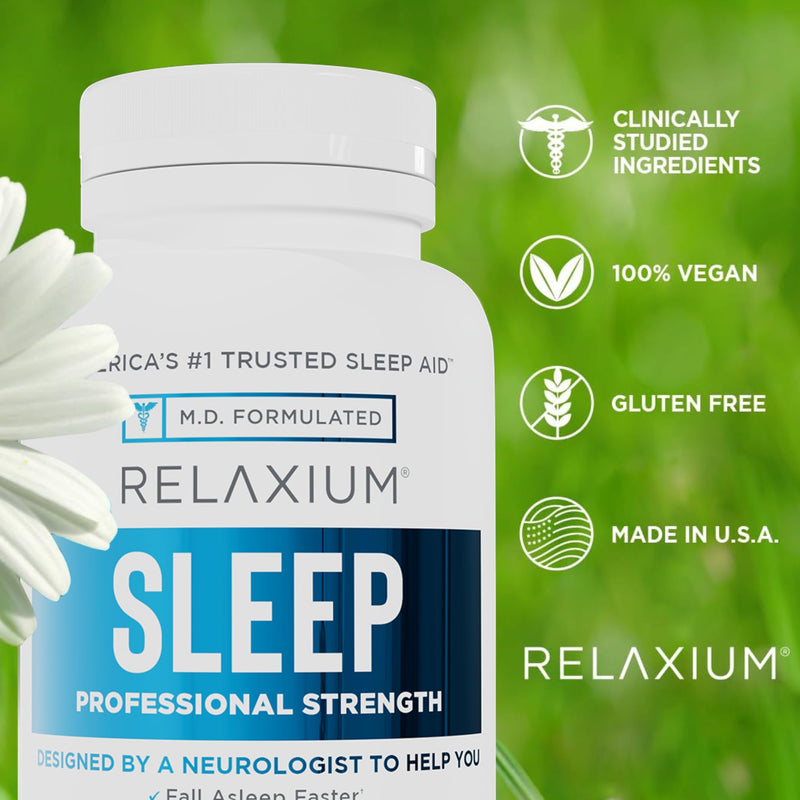 Relaxium Sleep Aid for Adults, Melatonin Sleep Supplement to Support Longer Sleep, Non-Habit Forming, Magnesium, Ashwagandha, 60 Capsules, 30-Day Supply 60 Count (Pack of 1)