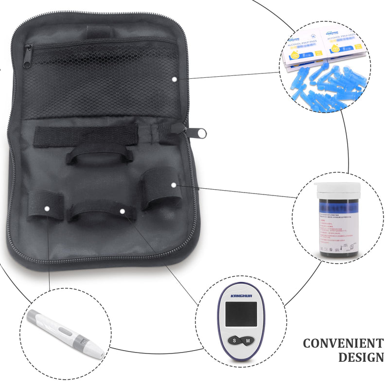 Diabetic Supplies Travel Case, Diabetic Organizer Carrying Case Kit, Diabetes Testing Kit Case, Blood Glucose Meter Storage Bag, Diabetic Supplies Carrying Case, Diabetes Storage Bag for Glucose Meter Dacron