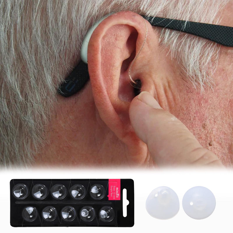 10mm Hearing Aid Domes for Oticon, 2 Pack/20pcs Universal Silicone Replacement Hearing Aid Domes