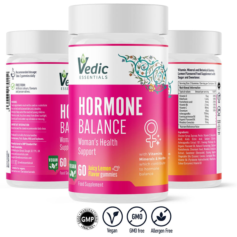 Vedic Hormone Balance Gummies | Natural Support for Female Health- for Teens & Women of All Ages | Essential Vitamins, Minerals & Herbs for Women’s Health | Yummy Lemon Flavour- 60 Vegan Gummies