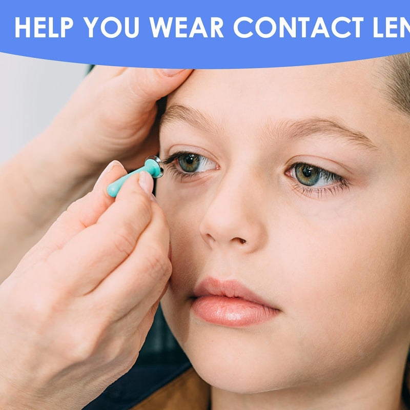 [Australia] - Set of 4 Contact Lens Suckers, Contact Lens Remover Insertion Aids, for Soft and Hard Lenses, Odorless Silicone Includes Storage Case (Green) Green 