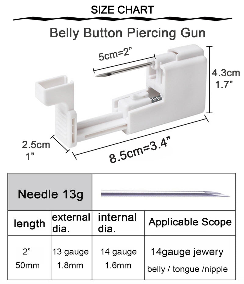 [Australia] - QWALIT Belly Button Piercing Kit Gun Belly Piercing Kit Belly Button Piercing Gun Navel Piercing Kit Belly Button Ring Piercing Kit Silver Belly Piercing Gun A1-round CZ-Silver 