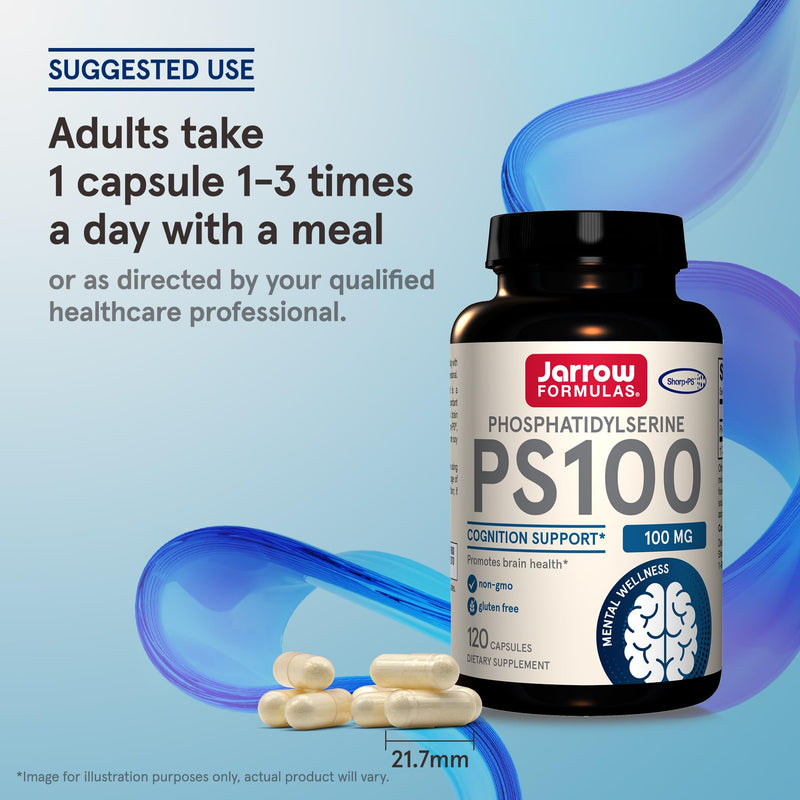 [Australia] - Jarrow Formulas PS100 Phosphatidylserine, 100 mg, Dietary Supplement for Brain Health and Cognition Support, 120 Capsules, Up To a 120 Day Supply 120 Count (Pack of 1) 