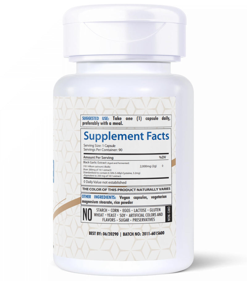 [Australia] - Fermented Black Garlic Extract Dietary Supplement 2000mg | 90 Caps | Maximum Strength | Non-GMO | Gluten Free 90 Count (Pack of 1) 