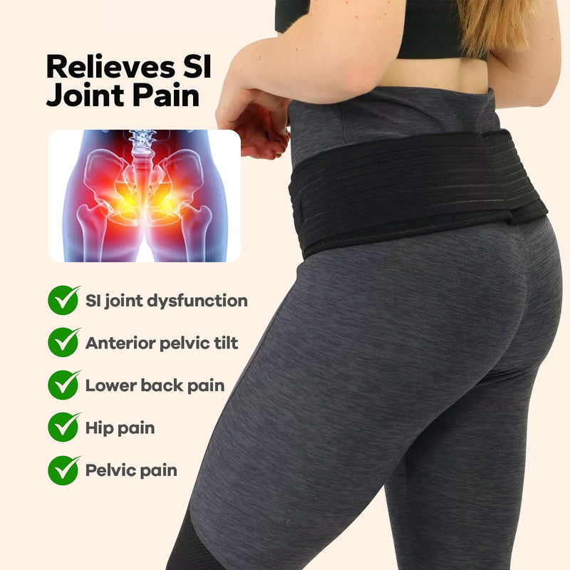 Back Brace for Lower Back Pain Women, Si Joint Belt for Women & Men, Sciatic, Lower Backache, Pelvic, Leg, Hip, Sacral Nerve Pain Relief, Non-Slip Sacroiliac Hip Belt, Large