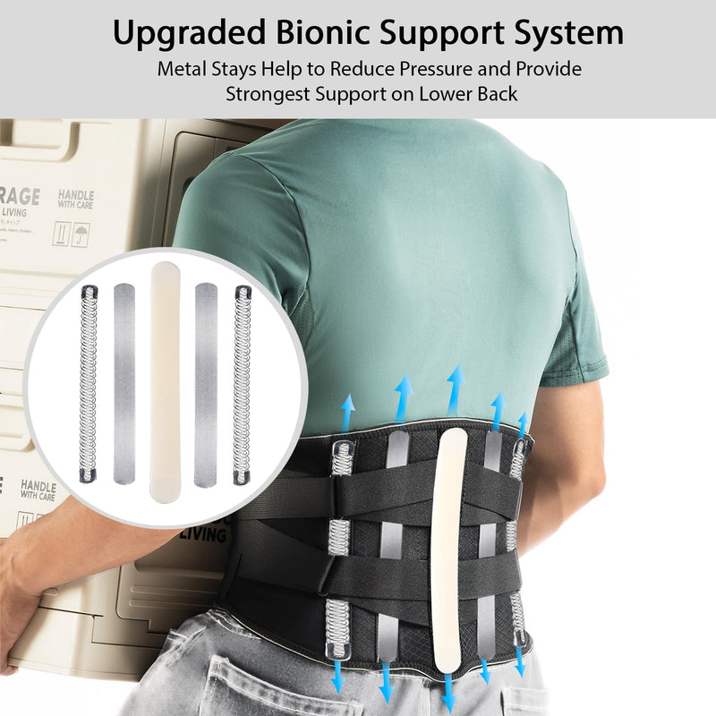 [Australia] - Back Brace for Lower Back Pain Relief Men Women, Immediate Relief from Sciatica, Herniated Disc, Scoliosis, Breathable Back Support Brace with 3D Lumbar Support Pad for Home & Lifting At Work Large Black 