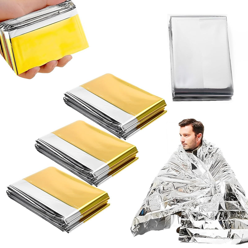 [Australia] - ElevaPulse Pack of 4 Rescue Blankets 210cm x 130cm, Rescue Blanket Gold Silver, Rescue Blankets, Safety Blanket, for Outdoor, Hiking, Survival, First Aid Blankets, Robust, Tear-Resistant & Waterproof 