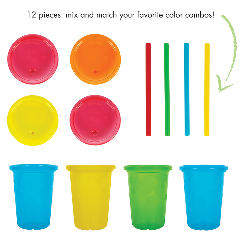 [Australia] - The First Years Take & Toss Toddler Straw Cups - Spill Proof and Dishwasher Safe Toddler Cups with Straws - Toddler Feeding Supplies - 10 Oz - 4 Count Neon Rainbow one size 
