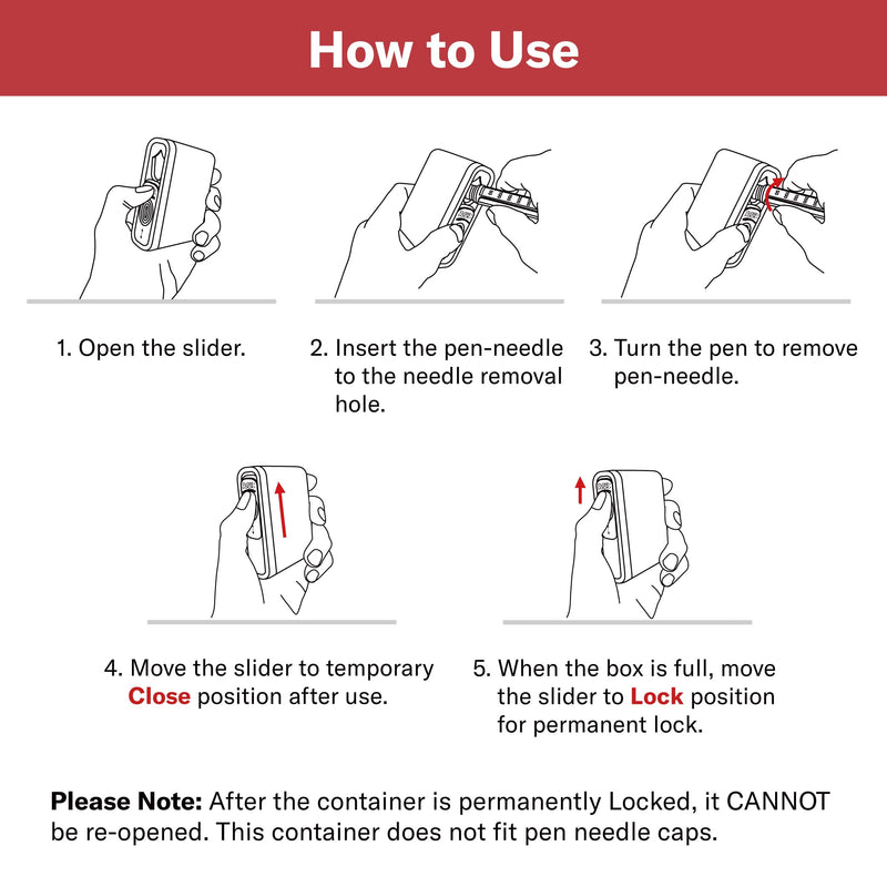 Alcedo Portable Sharps Container for Travel and Home Use (5-Pack), Small 0.1L Container for Diabetes Insulin Pen Needle Disposal, Mini Sharps Box, Medical Grade 5
