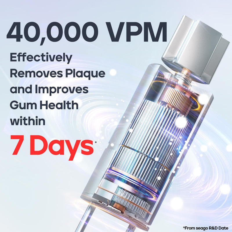 SEAGO Electric Toothbrush, Rechargeable Toothbrush for Adults Sensitive Teeth, 8 Brush Heads, 5 Modes with Teeth Whitening, Endurance 30 Days, Kids Electric Toothbrushes 6-12, SG-958(White) White