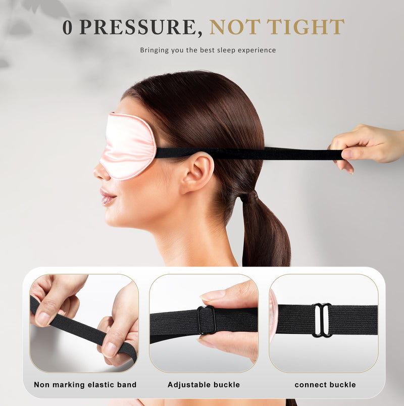 [Australia] - Eye Mask for Sleeping,3 Pack Silk Sleep Masks for Women Men-Blindfold for Travel on Airplane,100% Pure Silk Eye Mask for Sleep with Adjustable Strip Black-pink-purple 