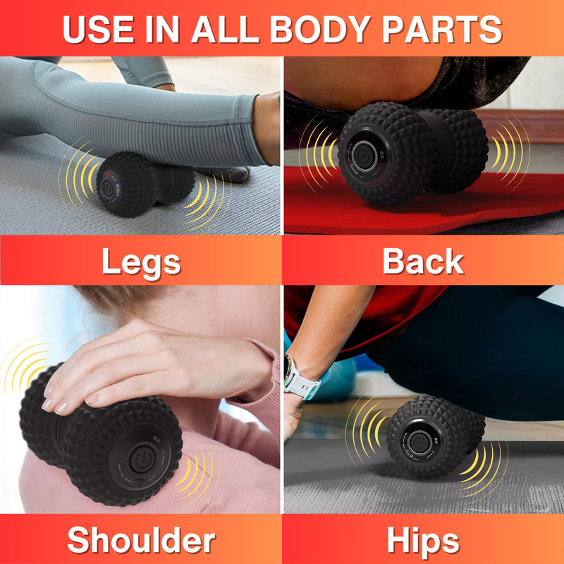 [Australia] - ZeenKind Vibrating Peanut Massage Ball, Ultra Strong Rechargeable Therapy Roller, Trigger Point Massager for Back Neck Foot Muscle Pain, Myofascial Release & Plantar Fasciitis Relief Peanut Ball-stronger Vibration 