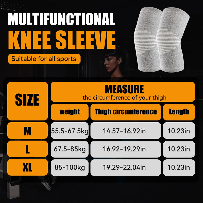 [Australia] - Bamboo knee bandage with compression, bamboo knee bandage, knee bandage for men and women, knee bandages for women, knee bandage for women's arthrosis, knee sleeves, knee orthosis knee bandage sports knee pads (gray, XL) XL gray 