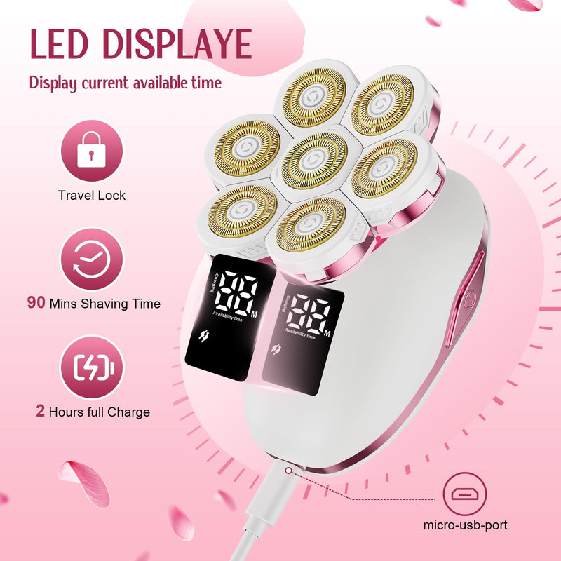 [Australia] - Electric Razors for Women,7D Gifts for Women,Cordless Electric Shaver with Detachable Head Wet/Dry Facial Hair Remover for Legs Painless Water Resistant (Pink) Pink 