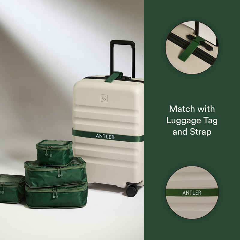 ANTLER - Compression Packing Cubes for Travel, Luggage Organiser for Suitcases or Bags, Travel Accessories, Set of 4, Antler Green