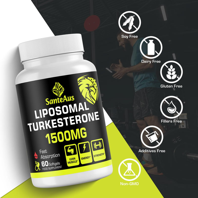 Liposomal Turkesterone Capsules 1500mg Supplement,Max Strength Ajuga Turkestanica Extract,Standardized to 20% Turkesterone,Optimal Absorption,Muscle Growth & Recovery,Gluten Free,Fillers Free,2 Pack 60 count (Pack of 2)