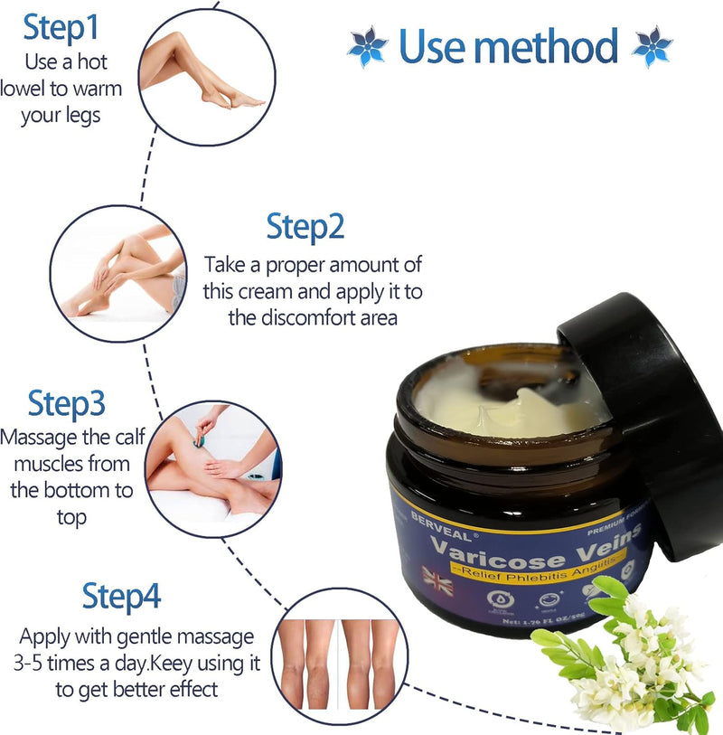 [Australia] - Varicose Veins Cream, Varicose Veins Cream, Cream for Spider Veins, Varicose Veins and Spider Veins Removal, Leg Care Cream, Gentle Leg Care, Improve Blood Circulation 