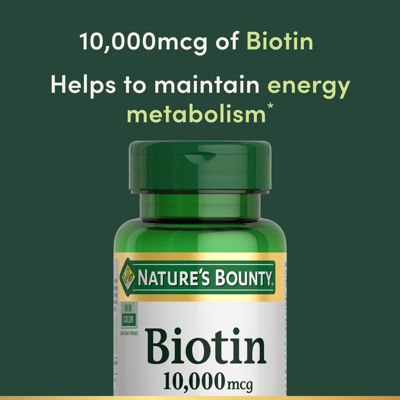 Nature's Bounty Biotin Hair Skin and Nails Vitamins, 120 Softgels | Supports Healthy Hair, Skin and Nails, 10,000mcg 120 Count (Pack of 1)