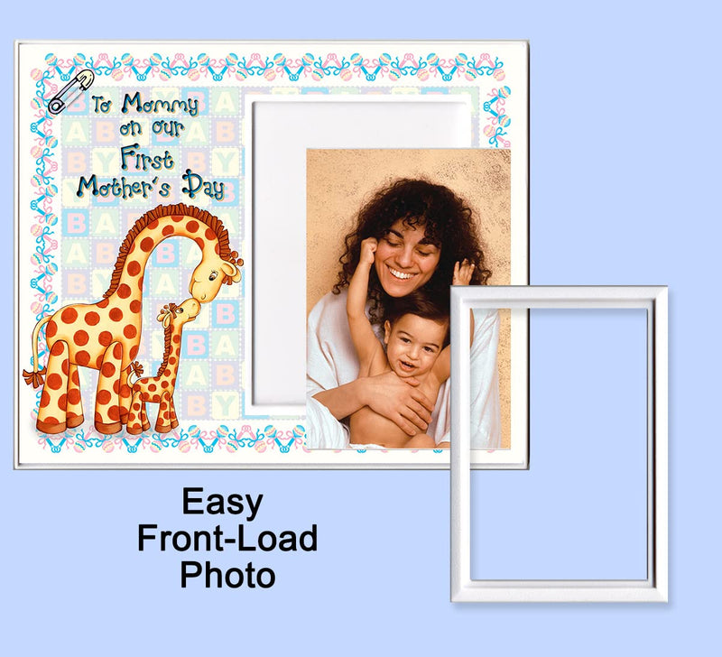 [Australia] - to Mommy on Our First Mothers Day, First from Baby - First Mothers Day Picture Frame Holds 3.5” x 5” Photo - Boy or Girl Nursery Decor | Baby Giraffe Theme 